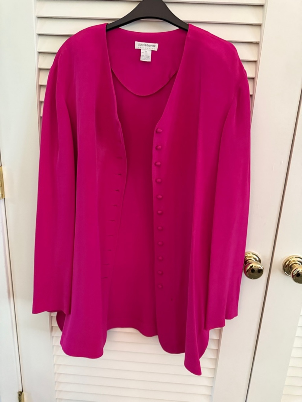 Liz Claiborne Bright Fuchsia Two-Piece Blouse and Shell